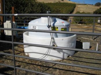 Chemical storage for a microirrigation injection system.  Photo:  L. Schwankl